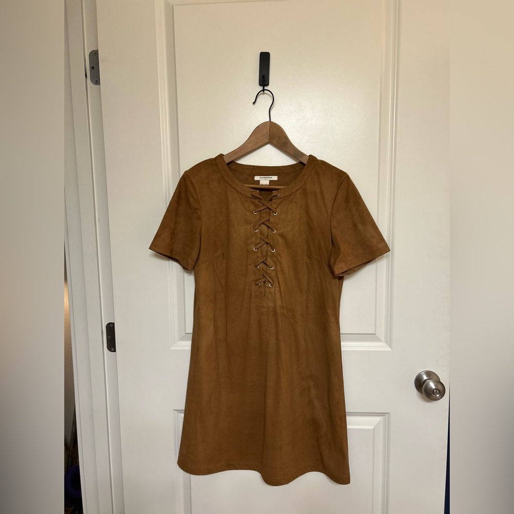 Glamorous Brown Silky Microfiber Lace-Up Tunic